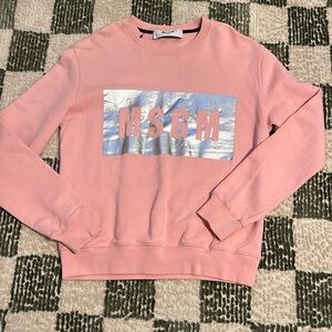 MSGM box logo print metallic sweatshirt